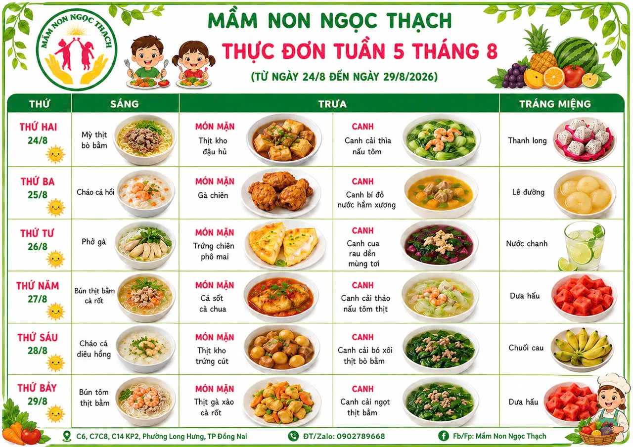 Thực đơn tháng 