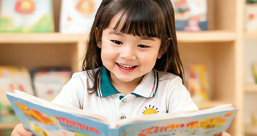 Bé tự lật sách tranh ở góc đọc